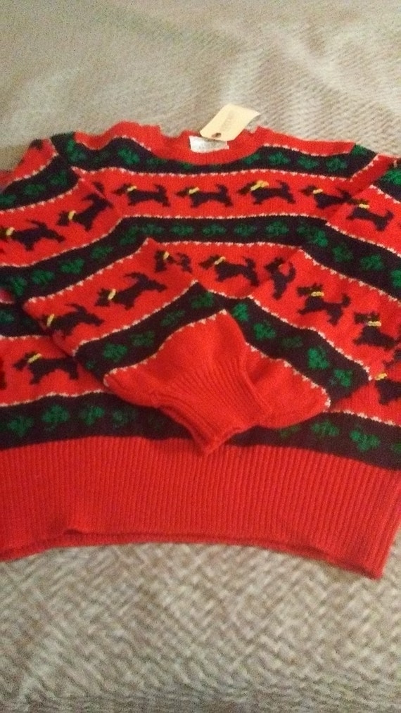 Vintage Wool Susan Bristol Scotty Dog Sweater/ Nev
