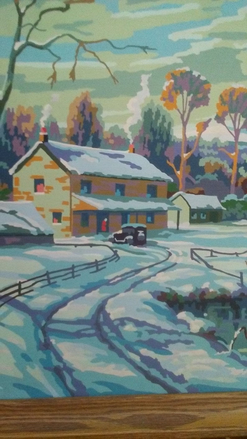 vintage 1960s paint by numbers snow etsy