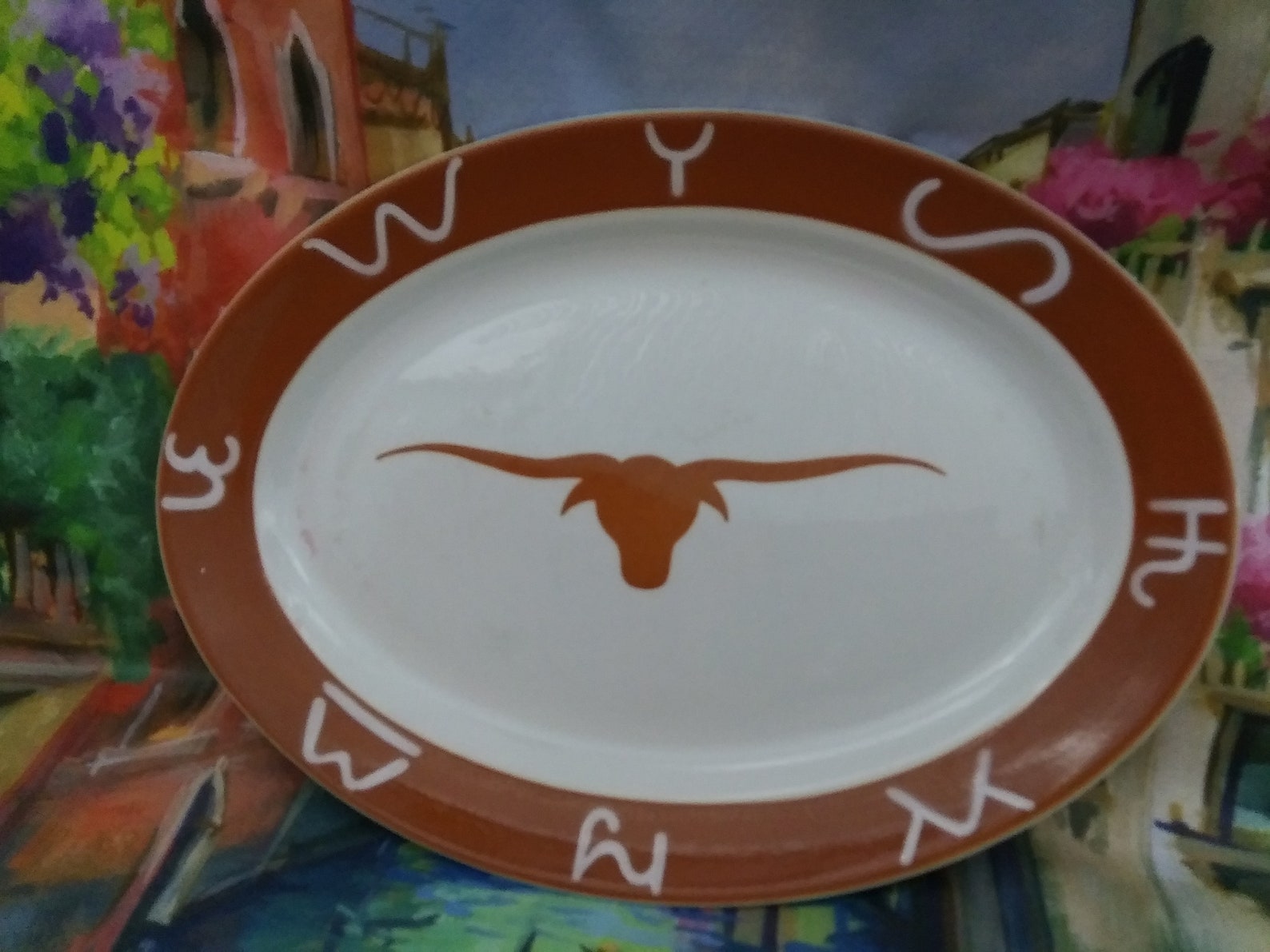 Three Vintage Texas Longhorn And Western Brands Oval Plates/ Etsy