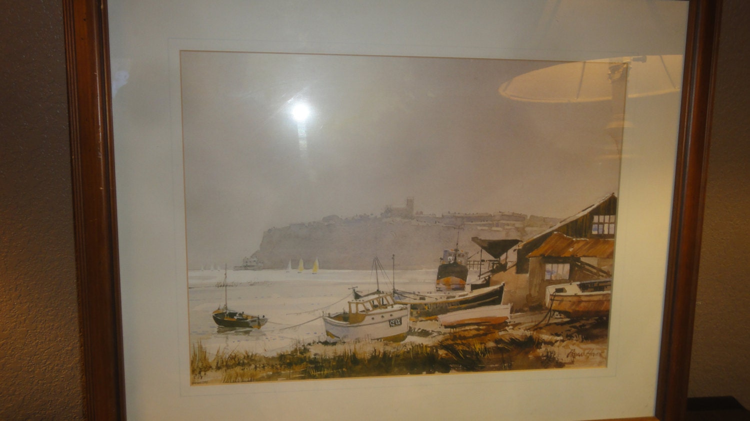 Vintage Brian Hayes Watercolor. Cliffs/ Ocean/ Boats/Sailboats | Etsy