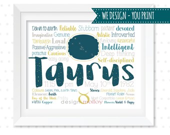 Diseño de arte de Tauro, Cumpleaños de Tauro, Impresión de Tauro, Arte de pared de Tauro, Rasgos de Tauro, Diseño del zodiaco de Tauro, Zodiaco de Tauro, Regalo de cumpleaños de mayo