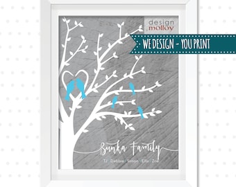 Custom Family Tree / Family Tree Gift / Family Tree Wall Art / Printable Family Tree / Digital Family Tree / Christmas Gift / Bird Tree