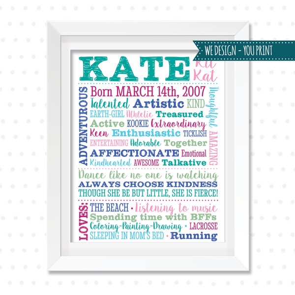 Custom Word Collage Custom Word Gift Printable Last Minute Gift for Best Friend Friendship Gift Personalized Word Collage Custom Word Art