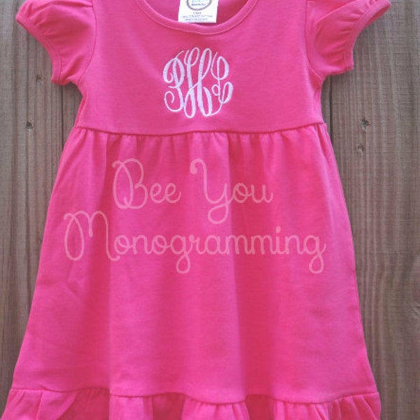 Personalized PINK DRESS, Custom Ruffle Dress, Monogram Dress, Spring Dress, Knit Dress