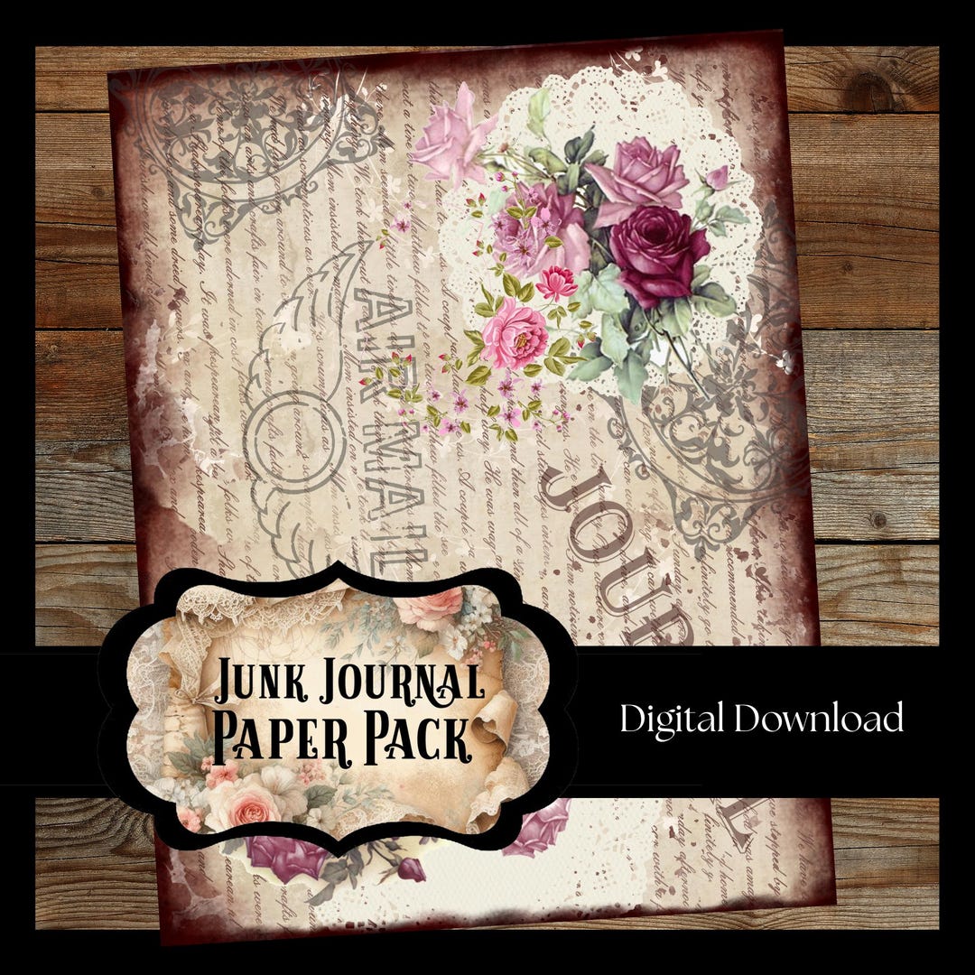 10 PAGES Junk Journal Printable Bundle, Vintage Ephemera (digital ...