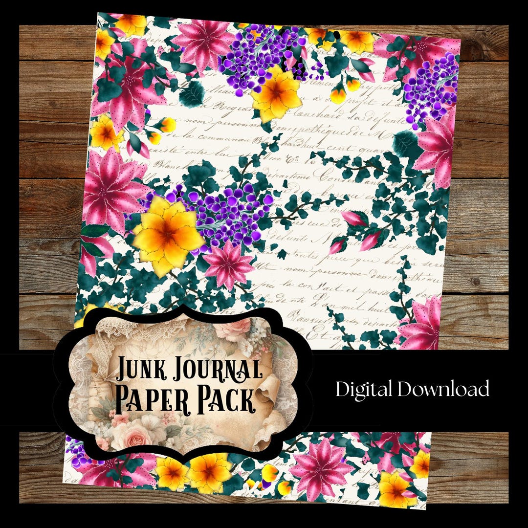 10 PAGES Junk Journal Printable Bundle, Vintage Ephemera (digital ...