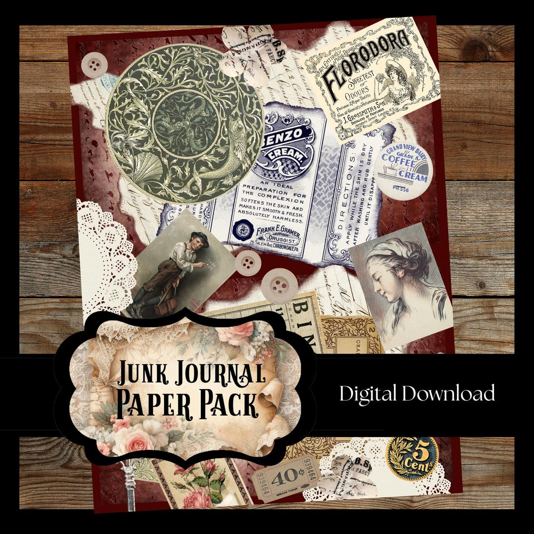 Junk Journal Paper Pack 10 Pages, Vintage Ephemera (digital Download ...