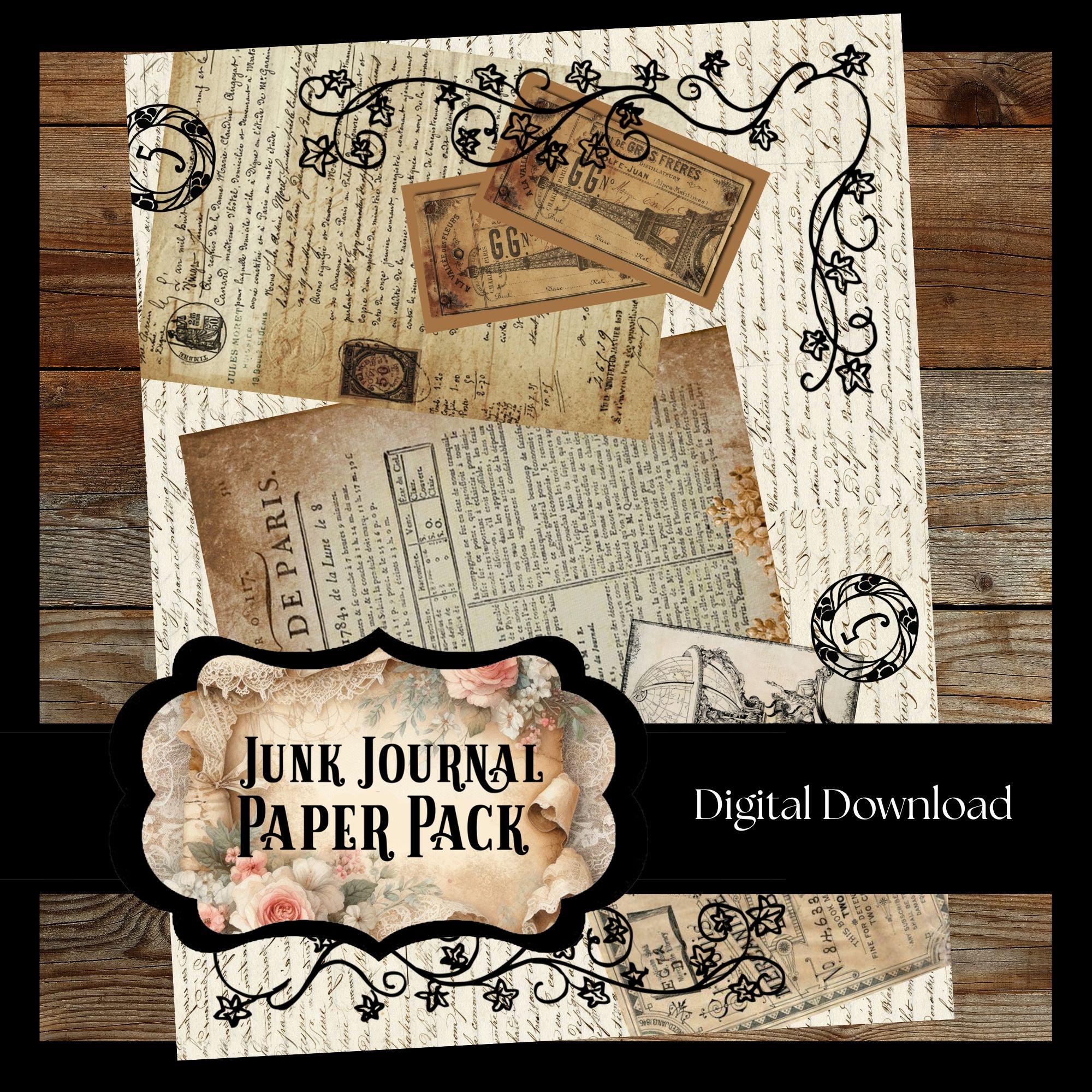 10 PAGES Junk Journal Printable Bundle, Vintage Ephemera (digital ...