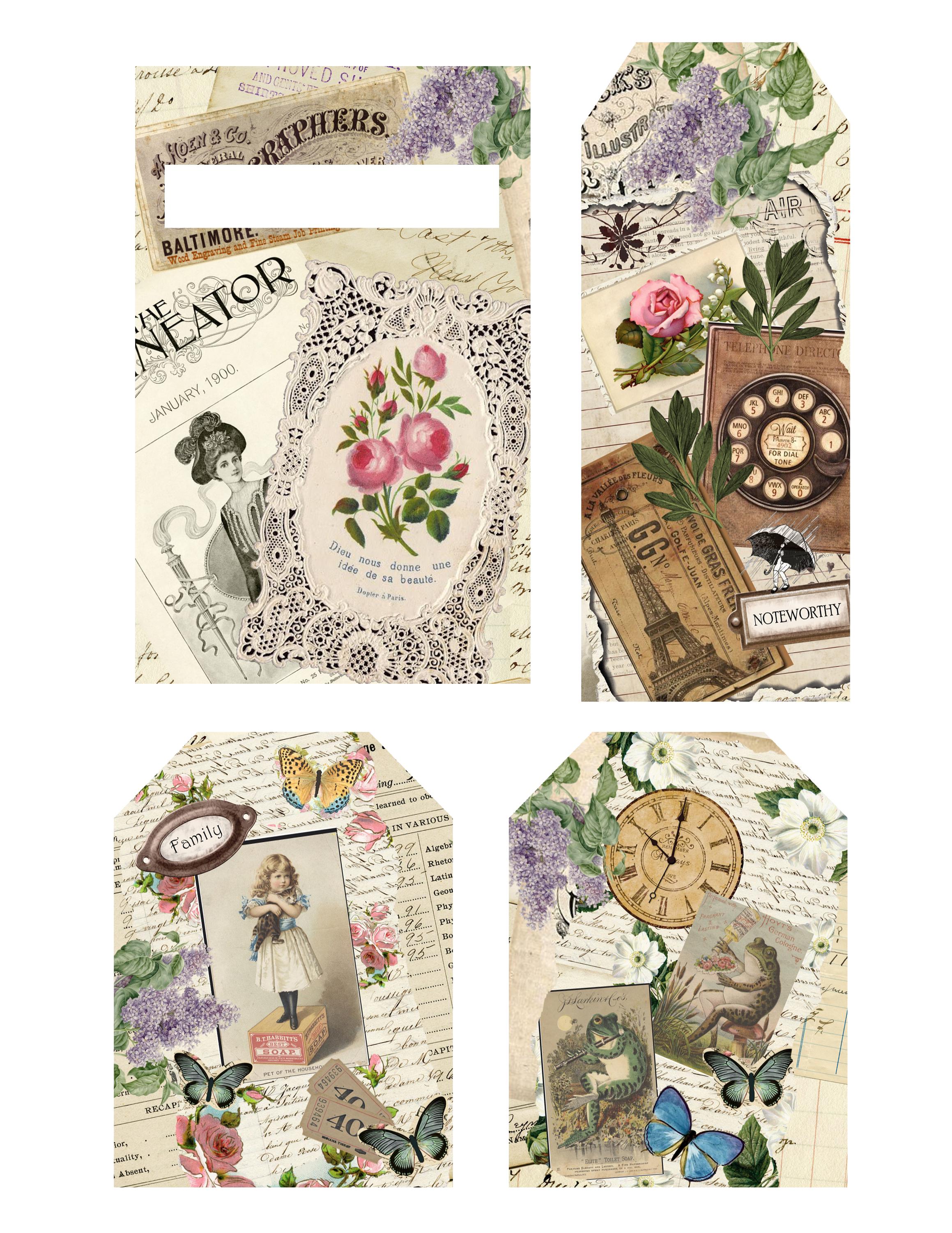 10 PAGES Junk Journal Printable Bundle, Vintage Ephemera (digital ...