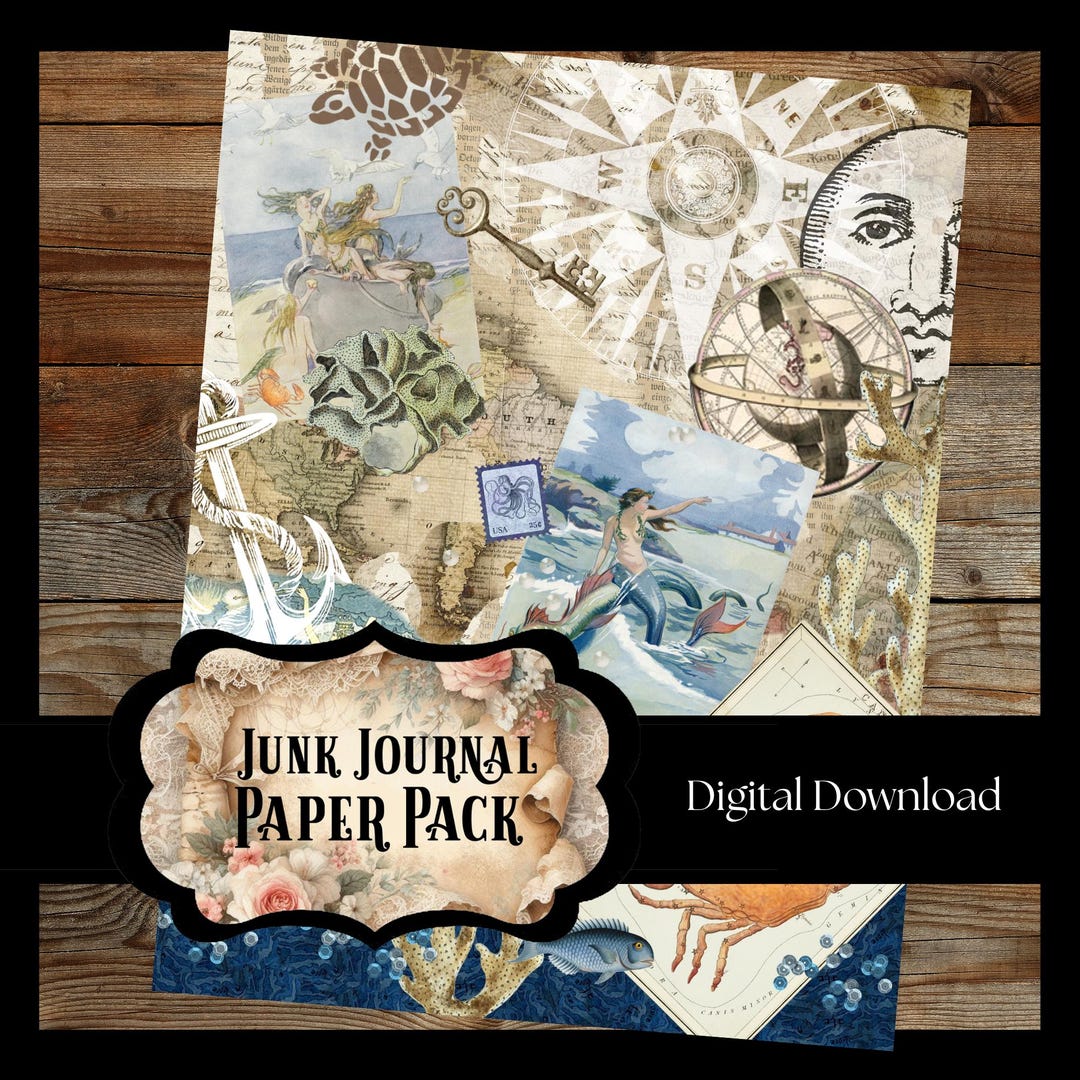 10 PAGES Junk Journal Printable Bundle, Vintage Ephemera (digital ...