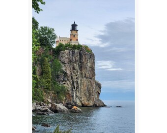 Vertical Posters, Split Rock Lighthouse Wall Art, Coastal Home Decor, Nautical Poster, Minimalist Art Print