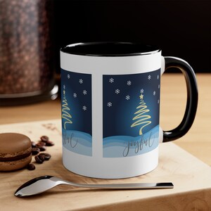 Joyful Christmas Accent Coffee Mug, 11oz Great gift for Hot Chocolate, Coffee, Tea lovers.