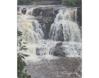 Canvas Print, Lower Falls Gooseberry Falls Photo Wall Art Decor, Stretched Matte Multi-Size Painting, Scenic Landscape Picture, Nature Lover