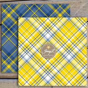 Yellow and Navy Blue Plaids Digital Papers, Tartan, Stripes Father's Day, Little Men, Boy, Guy, Masculine Digital Scrapbooking image 3