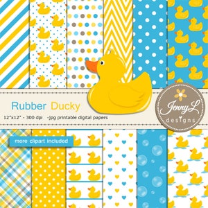 Papere di gomma Set di carte digitali e clipart, papera di gomma, animale per compleanno, baby shower, battesimo, scrapbooking, planner
