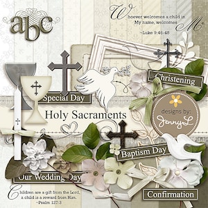 Bruiloft, doop, bevestiging, doop, toewijding digitale scrapbookingkit voor uitnodigingen, kaarten, digi-scrapping ALLEEN VOOR PERSOONLIJK GEBRUIK