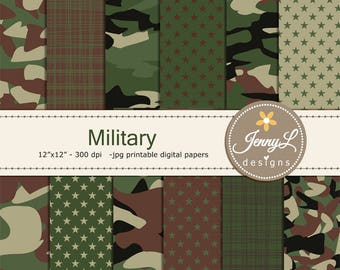 Papeles digitales de camuflaje militar, para scrapbooking digital, invitación, topper de pastel, planificador