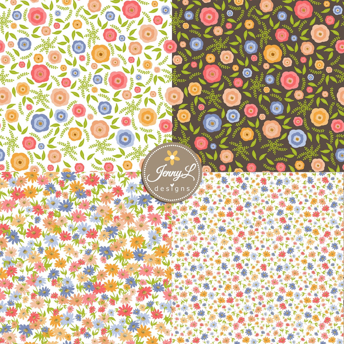 Welcome Spring SEAMLESS Printable Digital Papers, Repeat Pattern ...