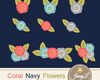 Coral Wedding Flower Clipart, Wedding Flowers, Bouquet for digital Scrapbooking, Wedding, Birthday Invitations