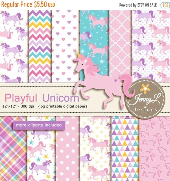 40 off unicorn digital papers and cliparts pegasus pony etsy