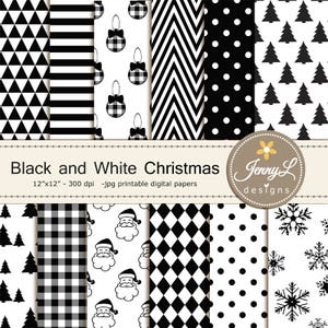 Black White Digital Paper Scrapbook By FOXYdigitalart