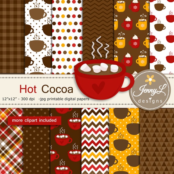 12 x12-300 DPI 10 Printable Digital papers Cacao Paper Pack