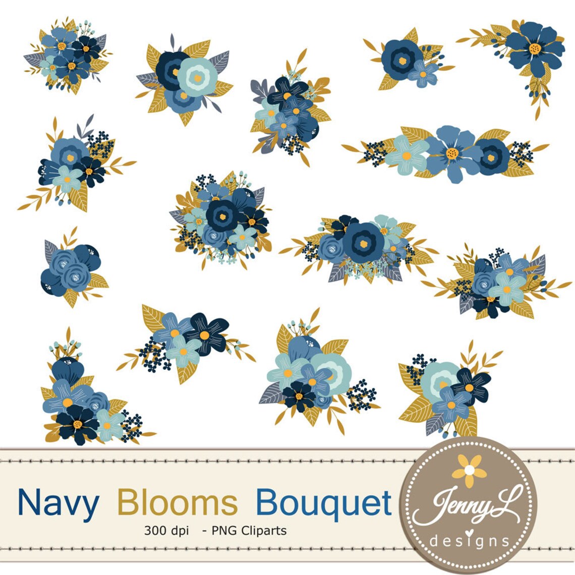 Navy Blue Flower Illustration Printables