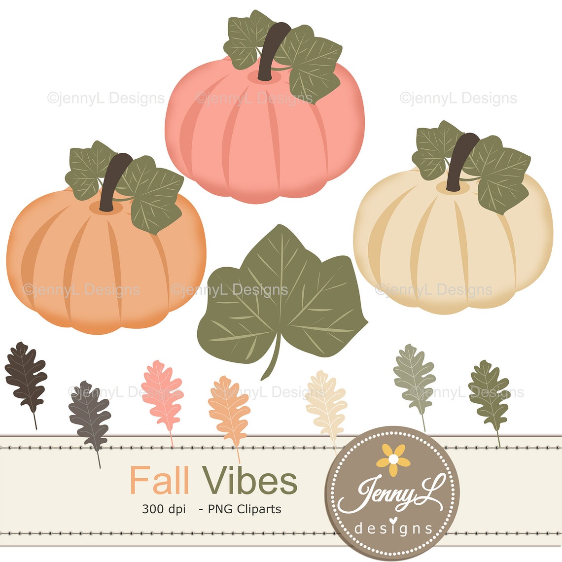 Fall SEAMLESS Digital Paper and Pumpkin Clipart, Fall Leaves for ...