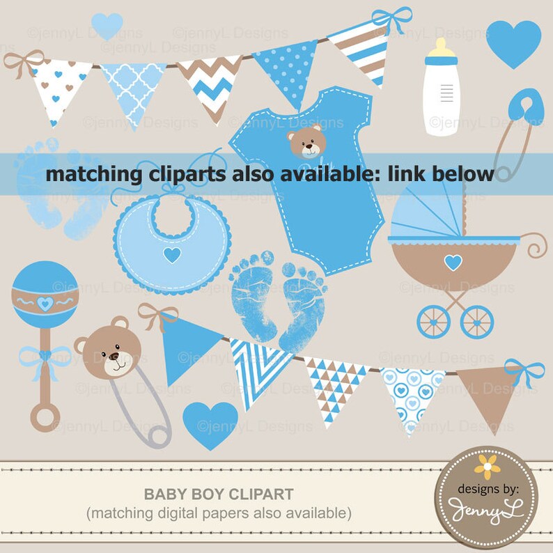 Baby Shower Digital Papers Baby Boy Baptism Birth Etsy