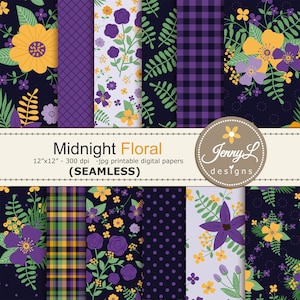 Floral Summer Spring SEAMLESS Digital Papers, Repeat Pattern, Scrapbooking Papers for Planners, invitations, Background Pattern