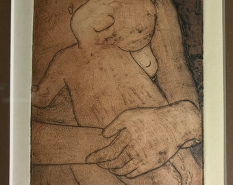 Joseph Demarais pencil-signed & numbered LE Lithograph (17/100) of mother holding Infant