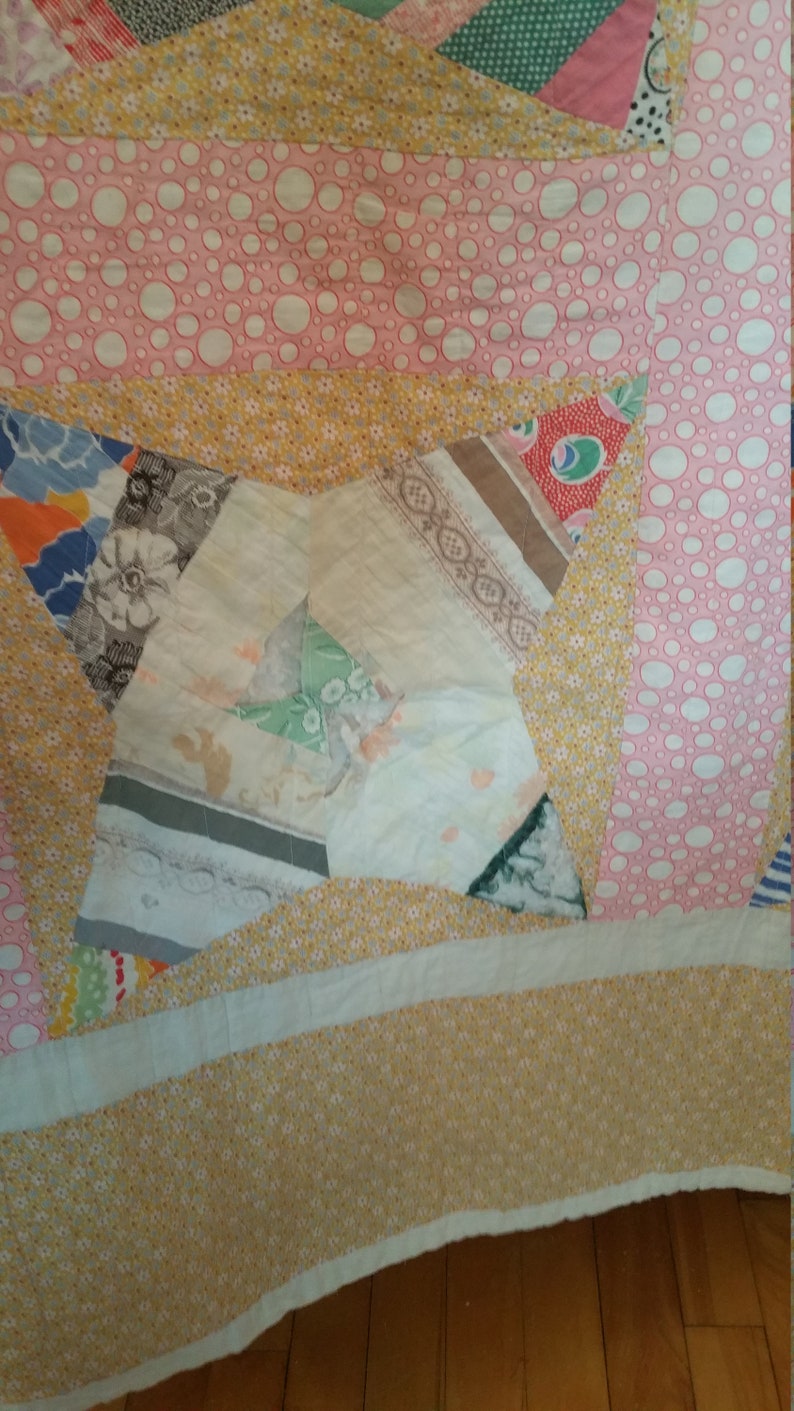 Antique Feedsack Quilt for Repair or Crafting