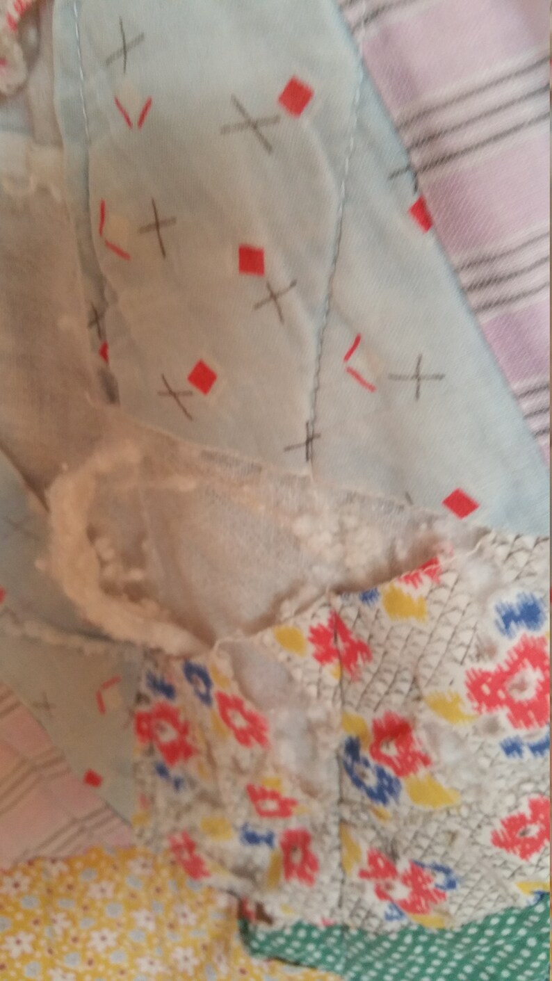 Antique Feedsack Quilt for Repair or Crafting