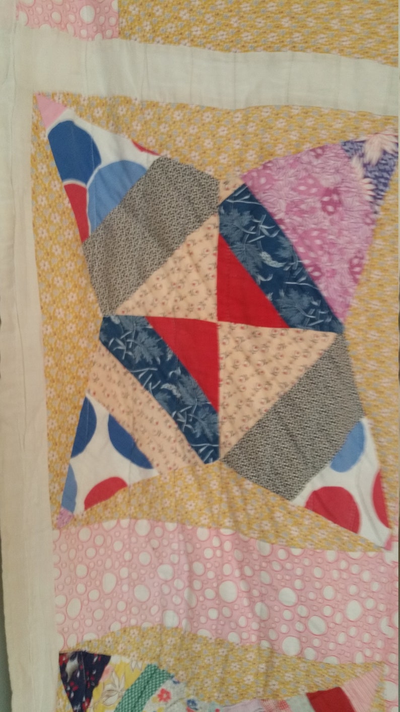 Antique Feedsack Quilt for Repair or Crafting