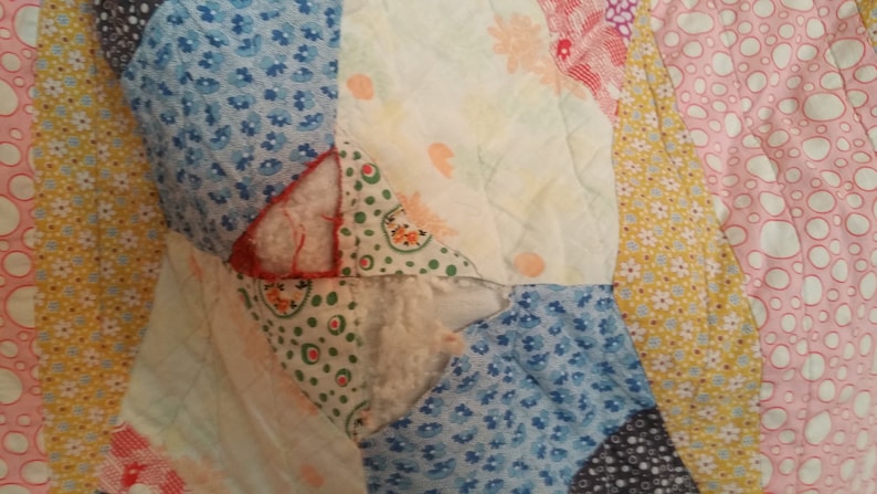 Antique Feedsack Quilt for Repair or Crafting