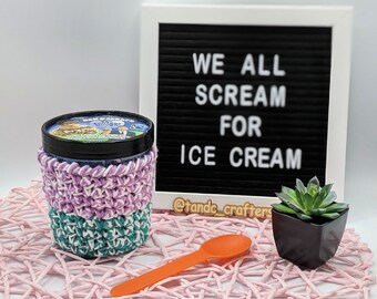 Ice Cream Cozy | Handmade Pint-Sized Ice Cream Cozy | Summer Gift | Summer Fun | Ice Cream Party | Party Favor | Ice Cream Lover Gift