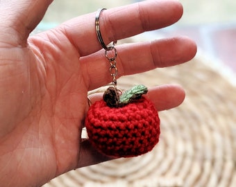 Apple Keychain | Crocheted Apple Keychain | Back to School Gift | Teacher Appreciation Gift | End of School | Backpack Buddy | Teacher Bag