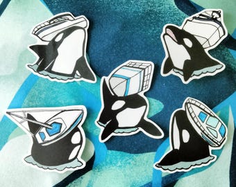 Orca Yacht Club weatherproof sticker set of 5