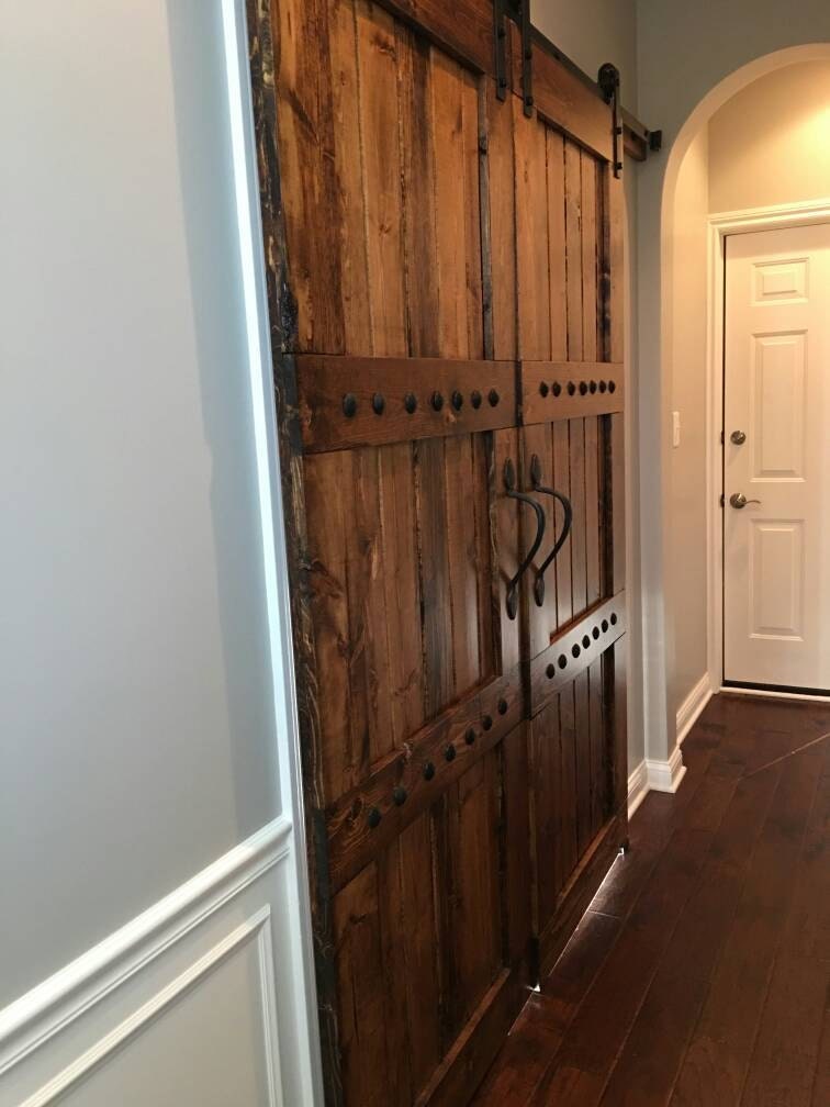 knotty pine double barn door package - double barn doors