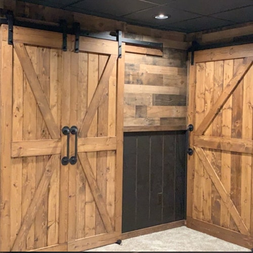 Custom Double British Brace Barn Door Sliding Set With Custom Double British Brace Barn Door, Sliding Barn Style Garage Doors