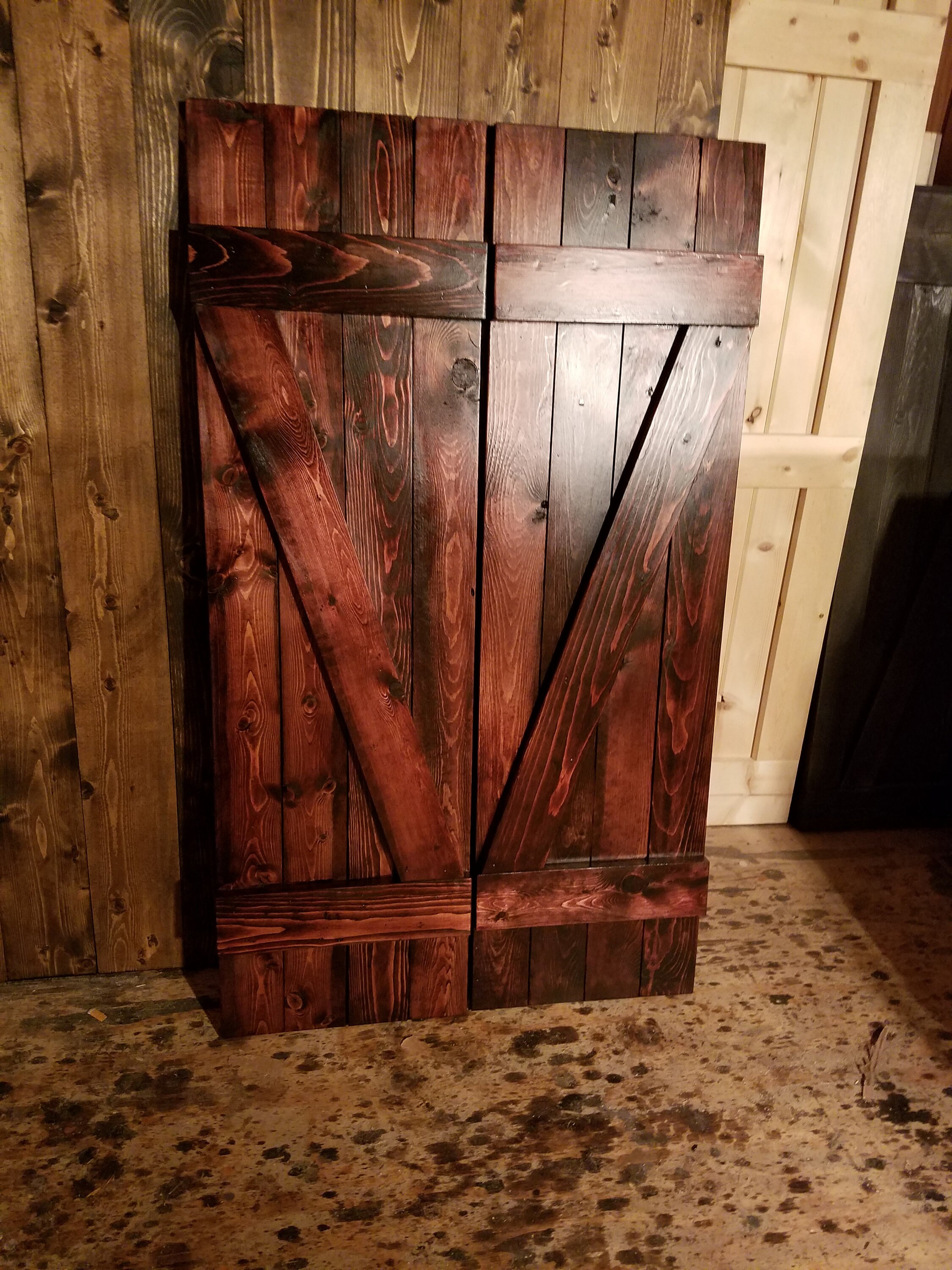 Rustic Z Bar Wood Shutters 60 Interior Etsy