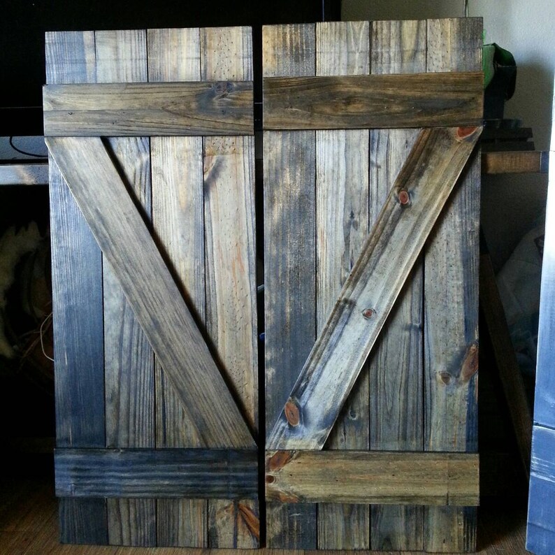 Z Bar Rustic Wood Shutters 24 Decorative Shutters Etsy