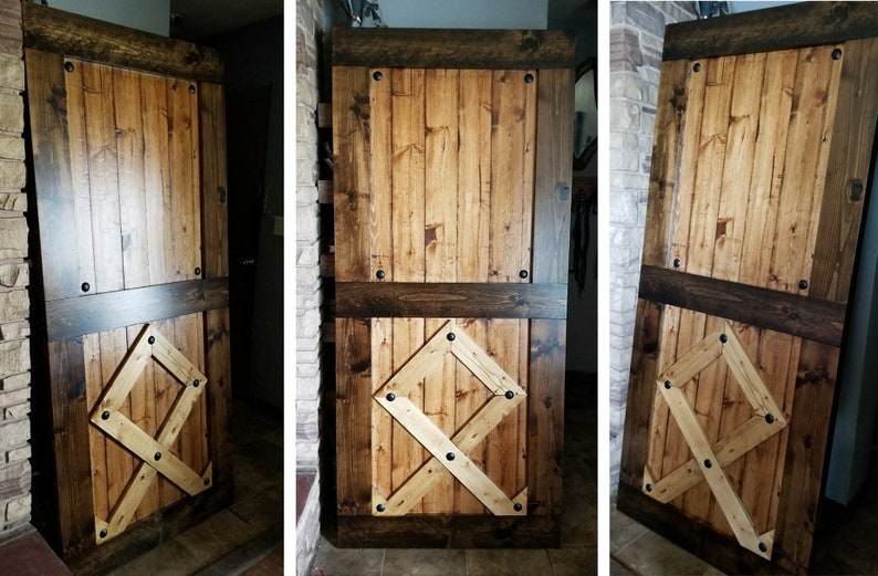 Custom Rune Barn Doors Viking Symbol Sliding Wooden Door Image 0