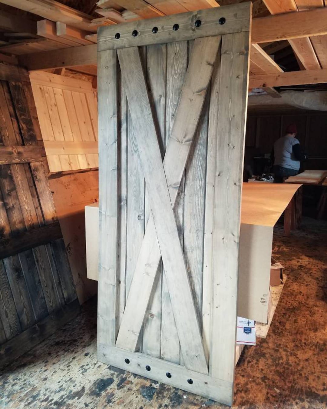 Custom X Brace Wood Barn Door Sliding Wooden Door image picture