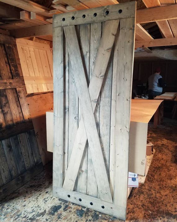 Custom X Brace Wood Barn Door Sliding Wooden Door Farmhouse Style Barn Door  Rustic Interior Barn Door Package 