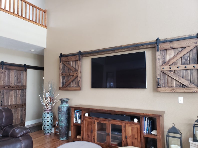 Barn door 2024 tv wall cabinet