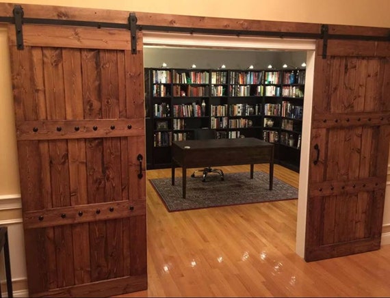 Knotty Pine Double Barn Door Package Double Barn Doors Sliding Wood Door Barn Hardware Interior Barn Doors Rustic Interior Door