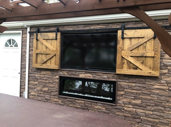 Outdoor Tv Barn Doors W Hardware Custom Wood Cover Australia Outdoor Tv Barn Doors W Hardware Custom, Sliding Barn Door Tv Cover