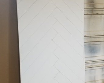 Solid White Custom Barn Door - White Herringbone Sliding Barn Door - Custom Patterned Barn Door - Shabby Chic Barn Door