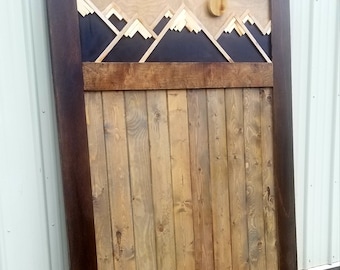 Mountain Scape Barn Doors | Rustic Barn Door | Cabin Barn Sliding Door | Custom Art Barn Door | 84x48 Wood Barn Door | Mountain Decor